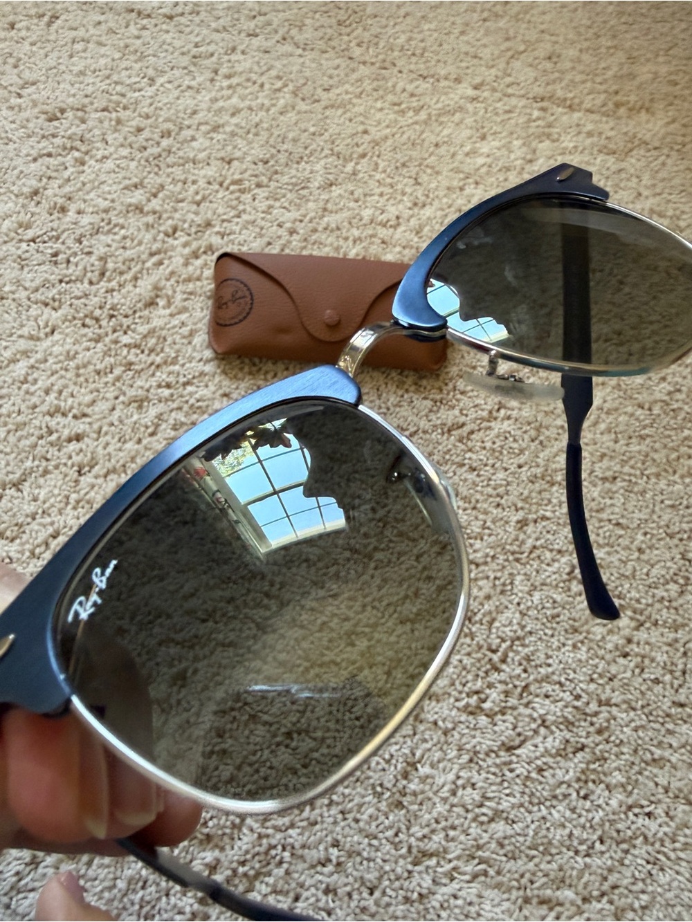Ray-Ban Blue Clubmaster Sunglasses with Brown Case - Picture 2 of 7